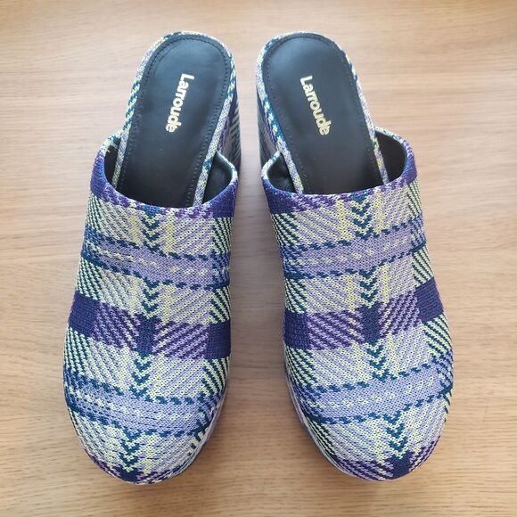 NEW Larroude Miso Purple Plaid Clogs - Picture 6 of 13